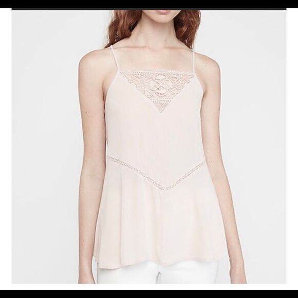23-NWT EXPRESS Hi Neck Lace Cami, Truffle Pink - Picture 5 of 11